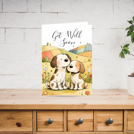 Cute Get Well Soon Dogs Card Feestdagen Kaart