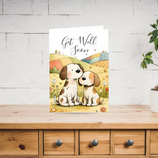 Cute Get Well Soon Dogs Card Feestdagen Kaart