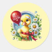 Cute get well soon duck ronde sticker (Voorkant)