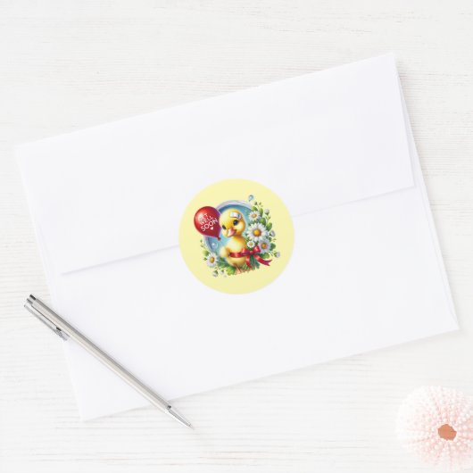Cute get well soon duck ronde sticker (Envelop)