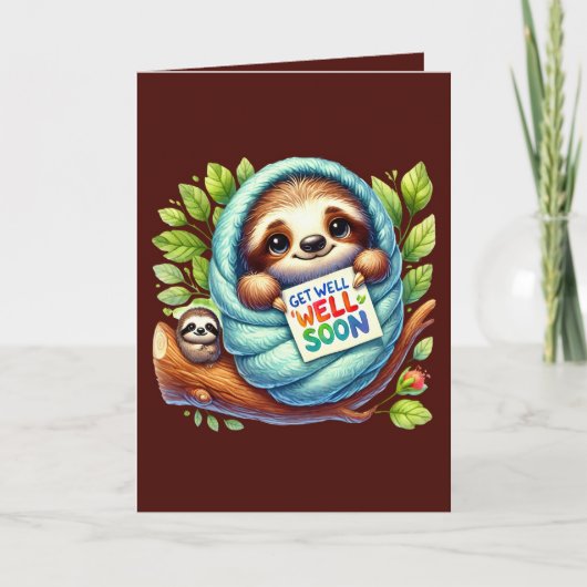 Cute get well soon sloth  kaart (Voorkant)