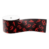 Cute Getallen Wit Rood Zwart Patroon Wiskunde Grosgrain Lint (Spoel)