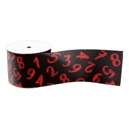 Cute Getallen Wit Rood Zwart Patroon Wiskunde Grosgrain Lint
