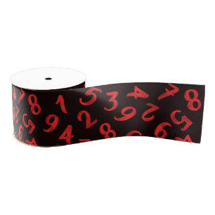 Cute Getallen Wit Rood Zwart Patroon Wiskunde Grosgrain Lint