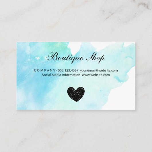 Cute Getekend Hart | Waterverf | Ty Kaart Visitekaartje (Achterkant)