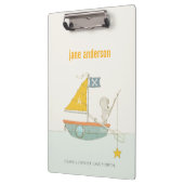 Cute Gevist Beer Star Sailboat Kinder Monogram Klembord (Links)