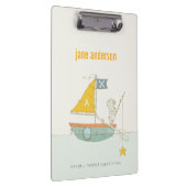 Cute Gevist Beer Star Sailboat Kinder Monogram Klembord (Rechts)