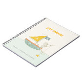 Cute Gevist Beer Star Sailboat Kinder Monogram Notitieboek (Linkerzijde)