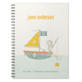 Cute Gevist Beer Star Sailboat Kinder Monogram Notitieboek (Voorkant)