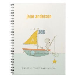 Cute Gevist Beer Star Sailboat Kinder Monogram Notitieboek
