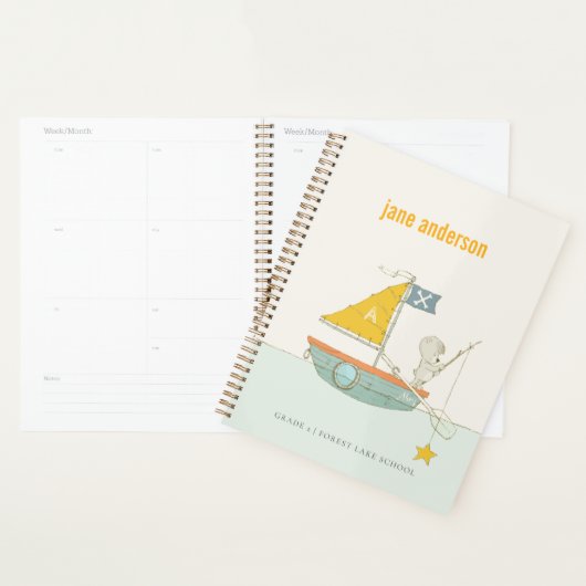 Cute Gevist Beer Star Sailboat Kinder Monogram Planner (Display)