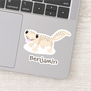 Cute gevlekte tan gekko cartoon illustratie sticker