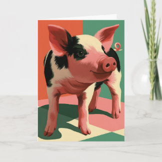 Cute Gevlekte Varken Kleurrijk Pop Art Portret Kaart