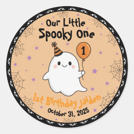 Cute Ghost 1st Halloween Birthday,Baby Outfit Ronde Sticker (Voorkant)