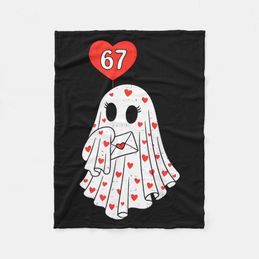 Cute Ghost 6 7 Six Seven Meme Valentines Day Men W Fleece Deken (Voorkant)