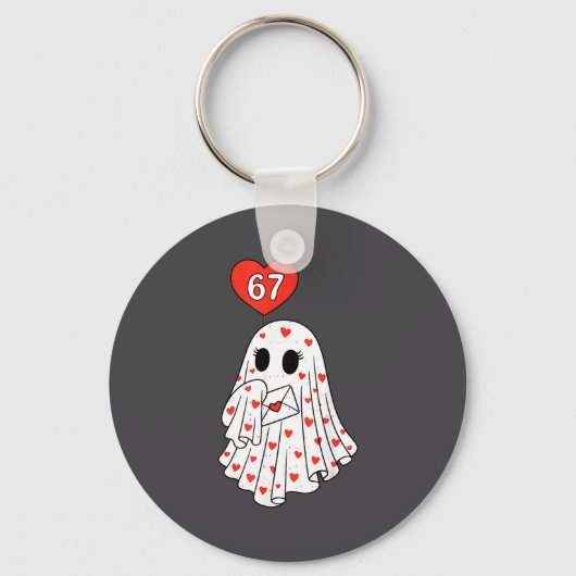 Cute Ghost 6 7 Six Seven Meme Valentines Day Men W Sleutelhanger (Voorkant)