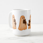 Cute Ghost and Black Cat Halloween Mug Koffiemok (Voorkant links)