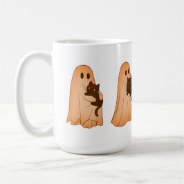 Cute Ghost and Black Cat Halloween Mug Koffiemok
