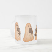 Cute Ghost and Black Cat Halloween Mug Matglas Koffiemok (Voorkant links)