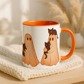 Cute Ghost and Black Cat Halloween Mug Mok