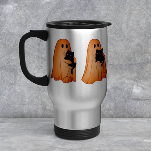 Cute Ghost and Black Cat Halloween Mug Reisbeker
