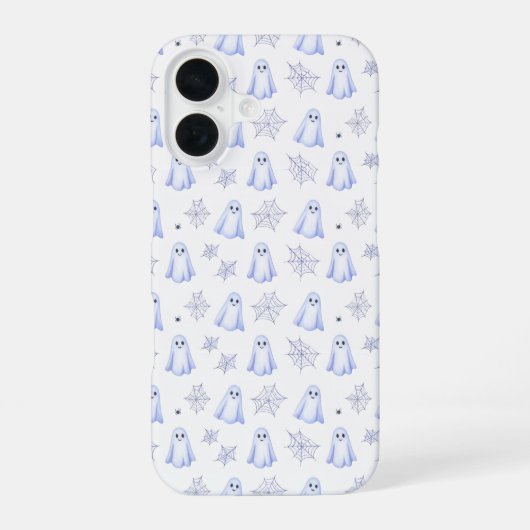 Cute Ghost and Spider Web Halloween Pattern iPhone 16 Hoesje (Achterkant)