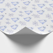 Cute Ghost and Spiderweb Halloween Cadeaupapier (Hoek)