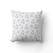 Cute Ghost and Spiderweb Halloween Pillow