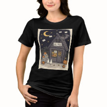 Cute Ghost Bat Halloween T-shirt voor vrouwen Spok