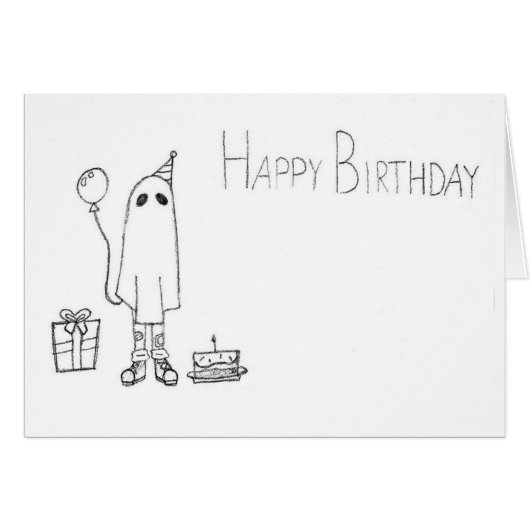 Cute Ghost Birthday Kaart (Voorkant Horizontaal)
