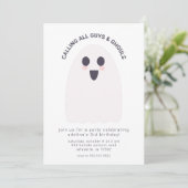 Cute Ghost Birthday Party Invitation Kaart (Staand voorkant)