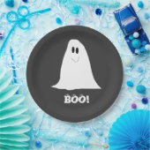 Cute Ghost Black en White Halloween Papieren Bordje (Feest)