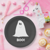 Cute Ghost Black en White Halloween Papieren Bordje (Feest)