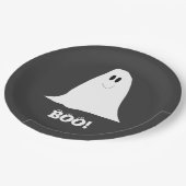 Cute Ghost Black en White Halloween Papieren Bordje (Gekanteld)