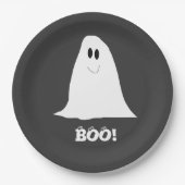 Cute Ghost Black en White Halloween Papieren Bordje (Voorkant)