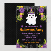 Cute Ghost Bloem Kerstfeest Halloweenfeest Kaart (Voorkant / Achterkant)