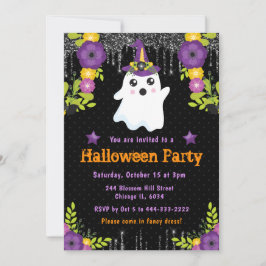 Cute Ghost Bloem Kerstfeest Halloweenfeest Kaart