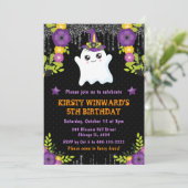 Cute Ghost Bloemen Halloween Verjaardag Kaart (Staand voorkant)
