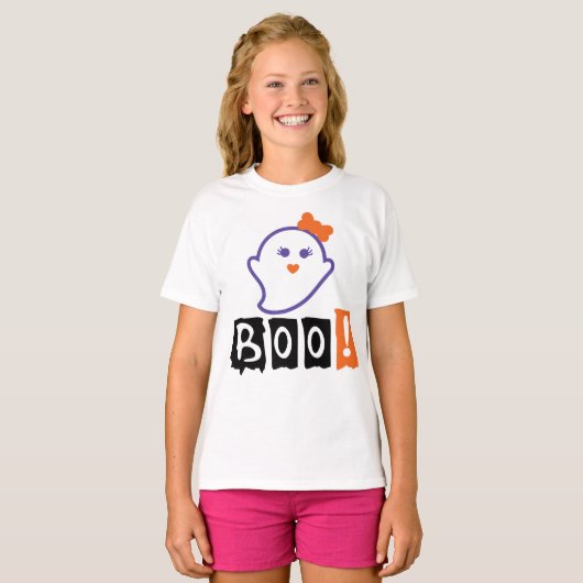 Cute Ghost, Boo Fun Halloween T-shirt (Voorkant volledig)