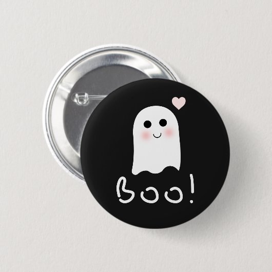 Cute Ghost Boo Happy Halloween Pin Button (Voorkant /achterkant)