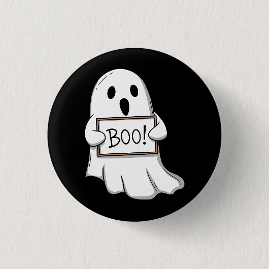 Cute Ghost BOO Sign Pin Button (Voorkant)