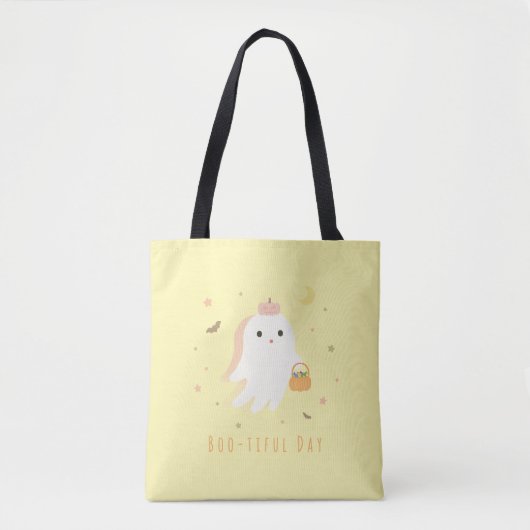 Cute Ghost Boo-tiful Day Gepersonaliseerde Boodsch Tote Bag (Voorkant)