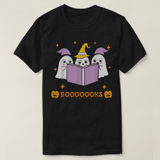 Cute Ghost Book Reading Halloween Teacher Funny Ha T-shirt (Design voorkant)