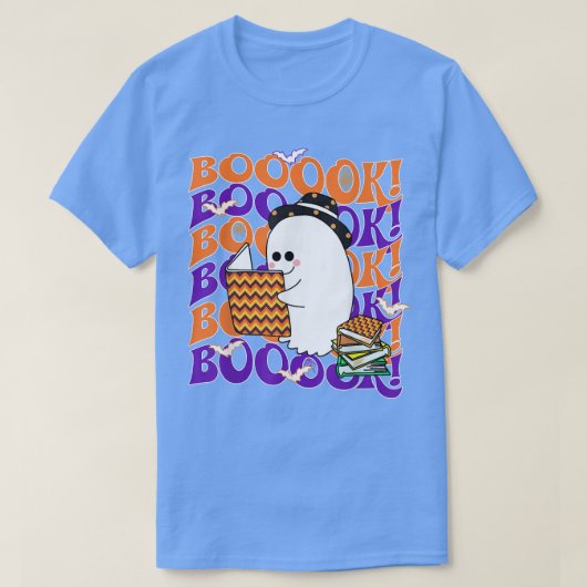  Cute Ghost Book Reading Halloween Teacher T-shirt (Design voorkant)