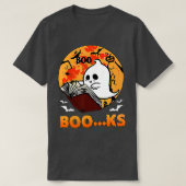 Cute Ghost Book Reading Halloween Teacher Top (Design voorkant)