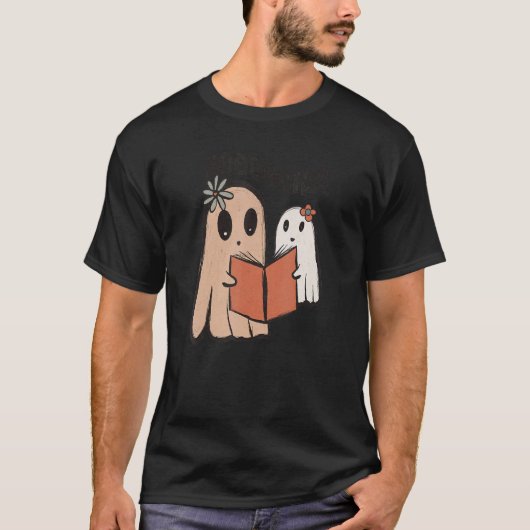 Cute Ghost Book Reading Halloween Teacher Top Funn (Voorkant)
