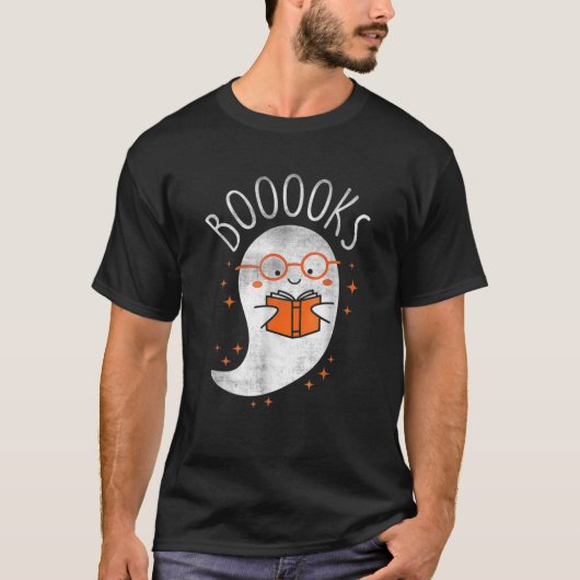 Cute Ghost Book Reading Teacher School Funny Hallo T-shirt (Voorkant)