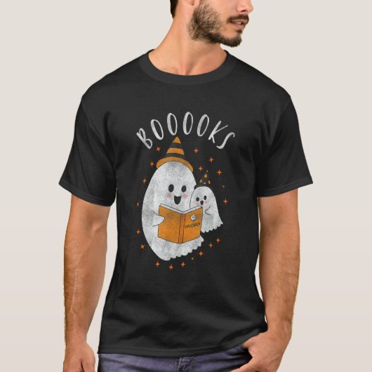Cute Ghost Book Reading Teacher School Halloween T-shirt (Voorkant)