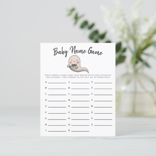 Cute Ghost Boy Baby Name Shower Game (Staand voorkant)