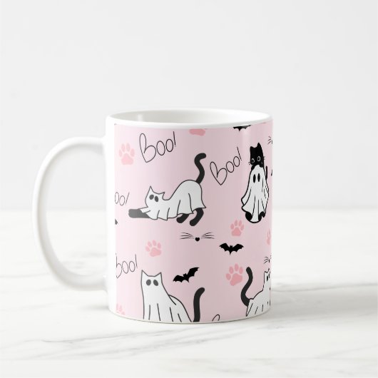 Cute Ghost Cats Halloween Koffiemok (Links)